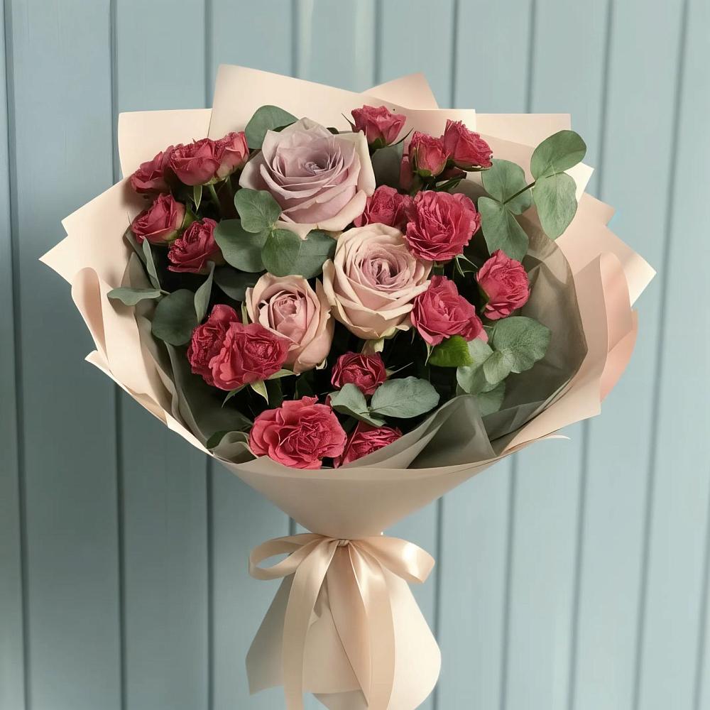 Букет цветов из: Гвоздики и Розы в Поселок санатория имени Герцена