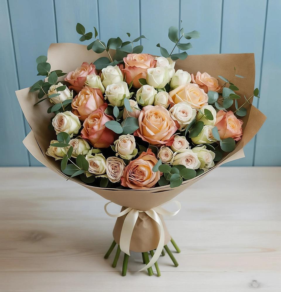 Букет цветов из: Альстромерии и Розы в Поселок санатория имени Герцена