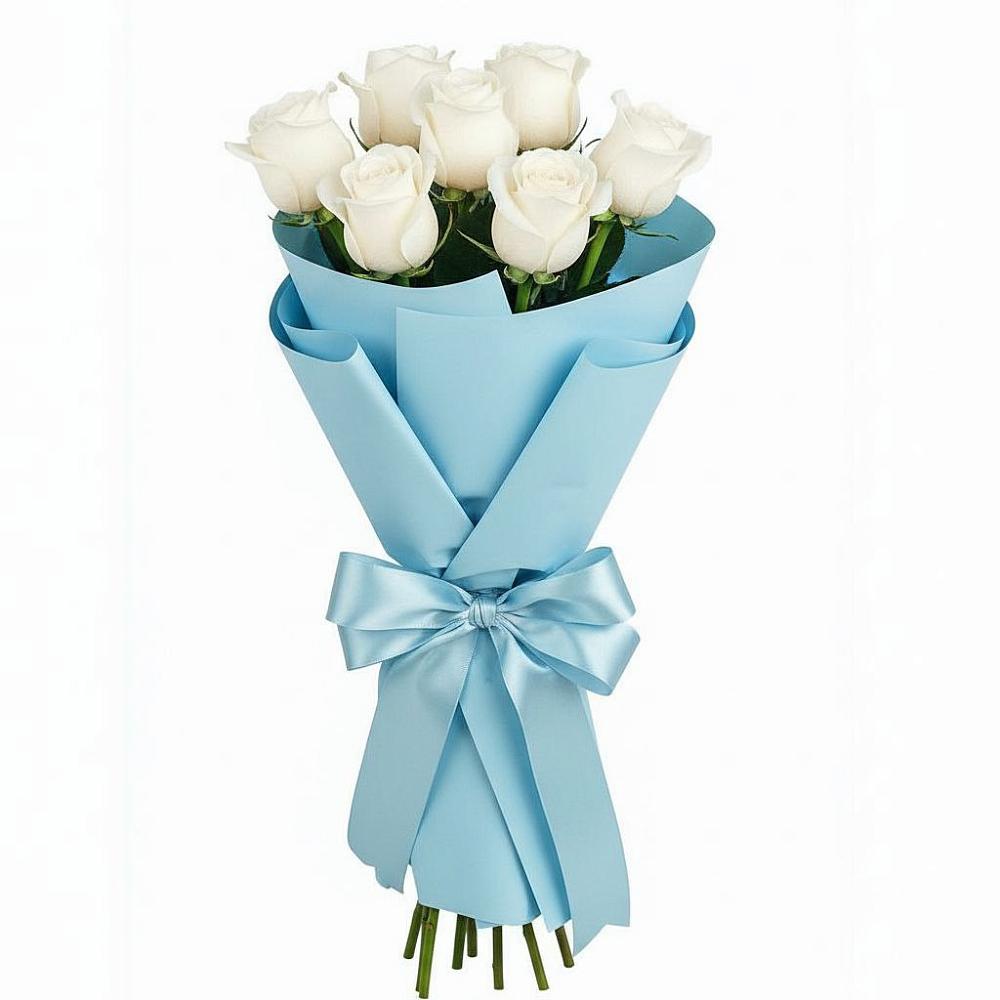 Букет 7 белых роз Проуд в Поселок санатория имени Герцена
