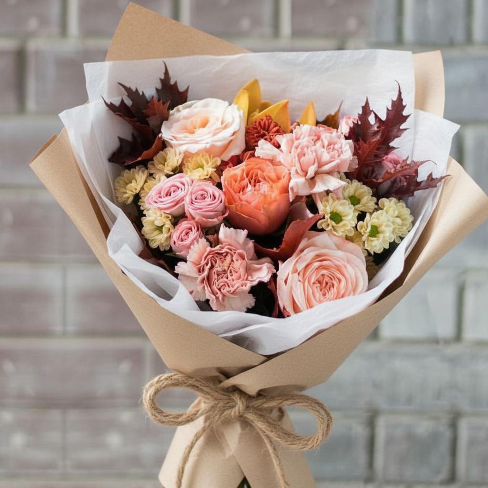 Букет цветов из: Гвоздики, Хризантемы и Розы в Поселок санатория имени Герцена