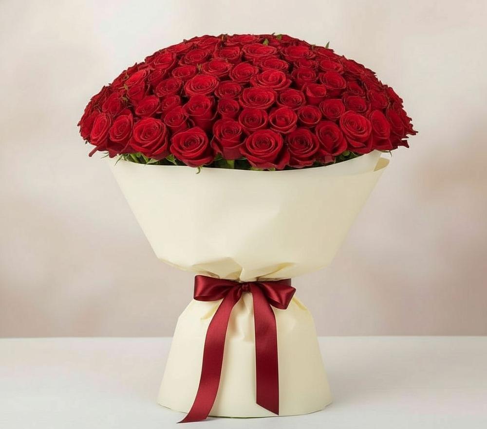 Букет 101 Красная роза Милано в Поселок санатория имени Герцена