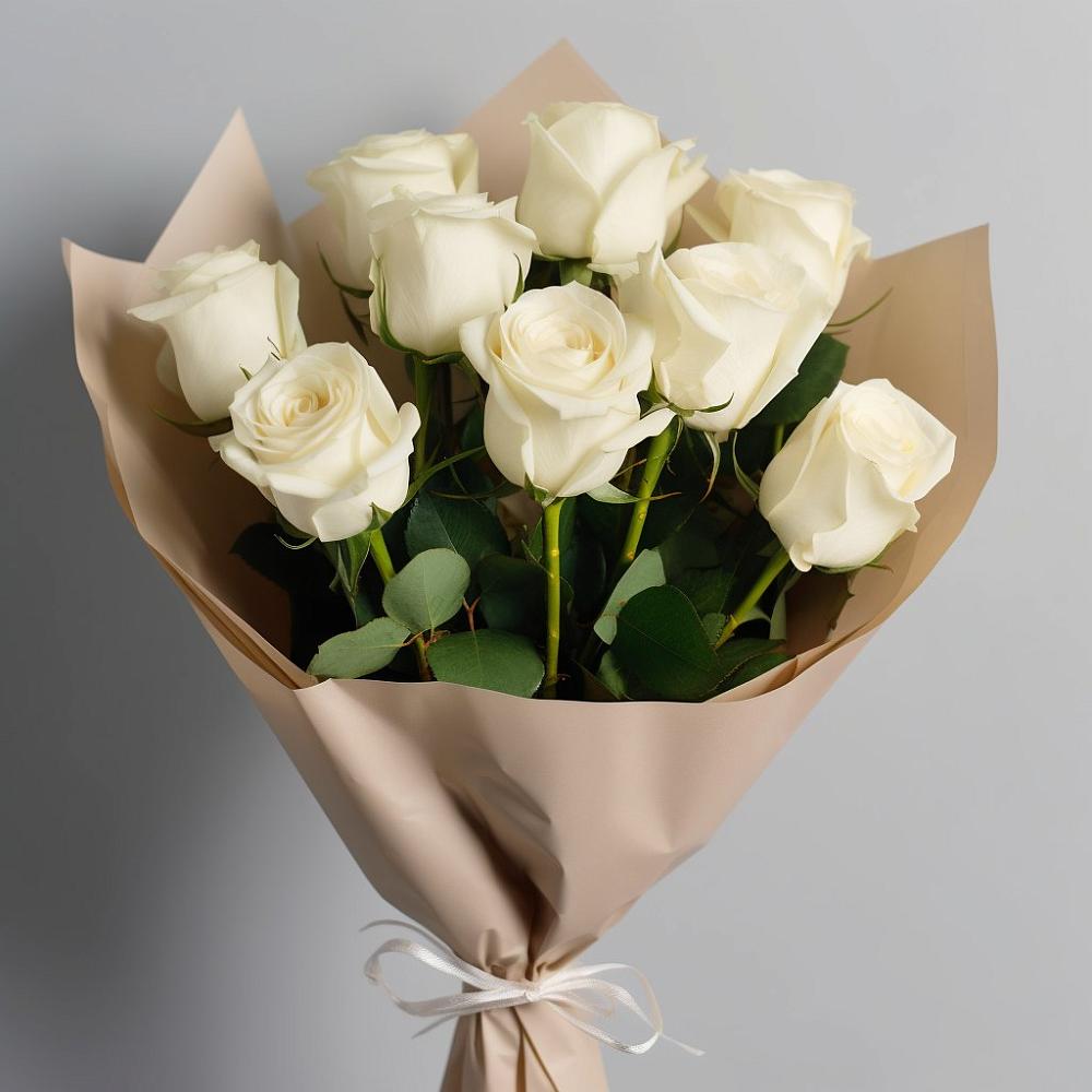 Букет 9 Белых роз Эдлесс Лав в Поселок санатория имени Герцена