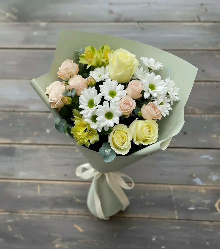 Букет цветов из: Альстромерии, Розы и Хризантемы в Поселок санатория имени Герцена