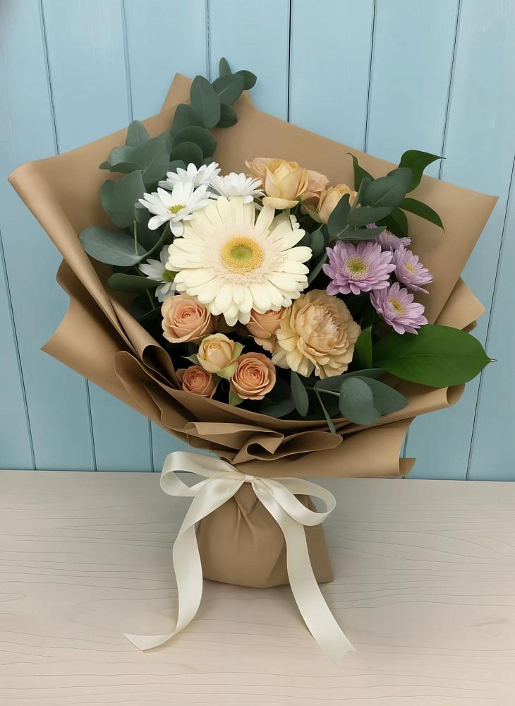 Букет цветов из: Герберы и Хризантемы в Поселок санатория имени Герцена