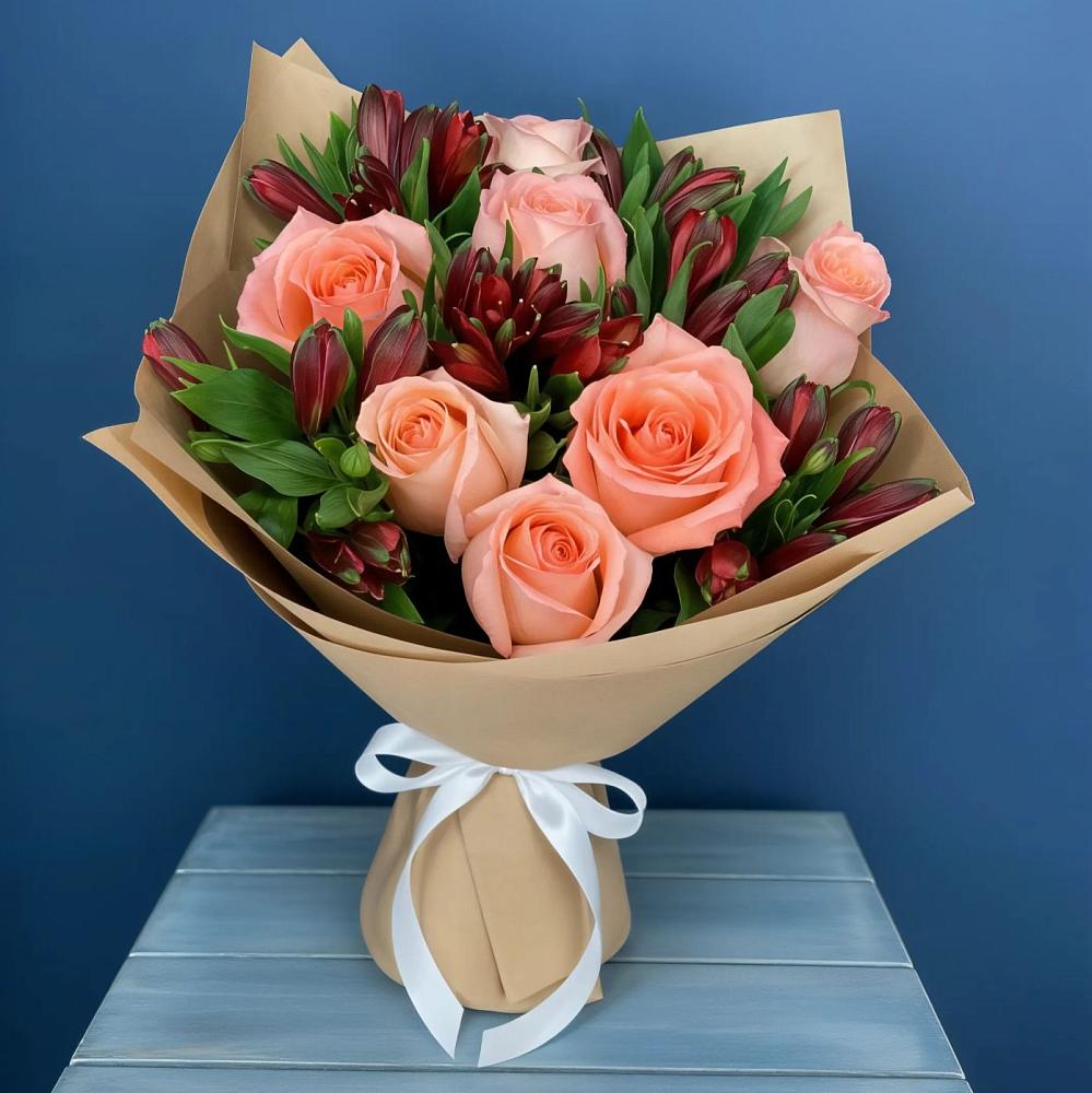 Букет цветов из: Розы и Альстромерии в Поселок санатория имени Герцена