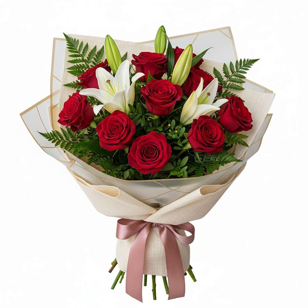 Букет цветов из: Лилии и Розы в Поселок санатория имени Герцена