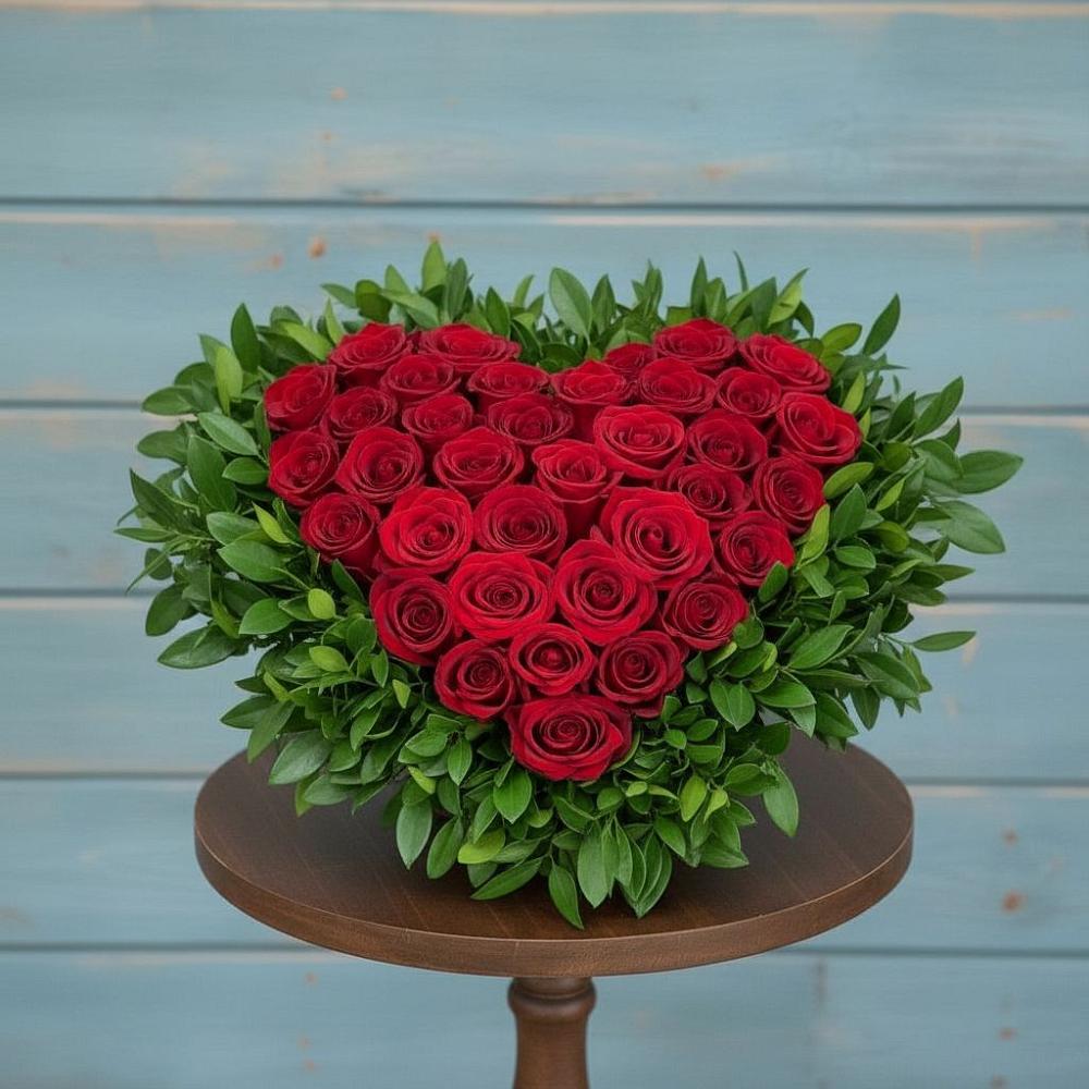 Цветочная композиция из Розы в виде сердца в Поселок санатория имени Герцена