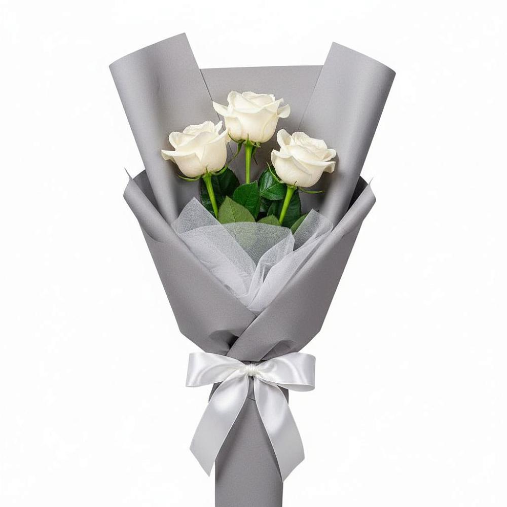 Букет 3 белые розы в Поселок санатория имени Герцена