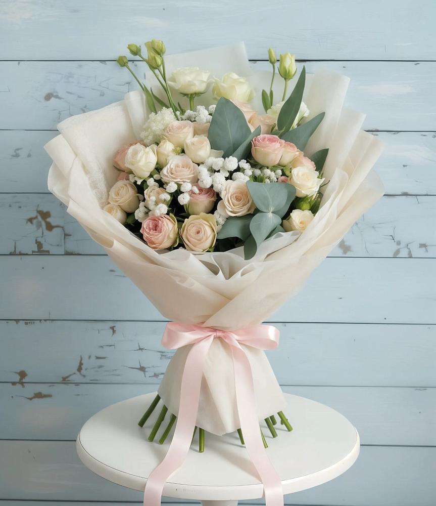 Букет цветов из: Розы и Лизиантусы в Поселок санатория имени Герцена