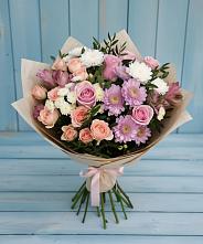 Букет цветов из:  Хризантемы, Розы и Альстромерии в Поселок санатория имени Герцена