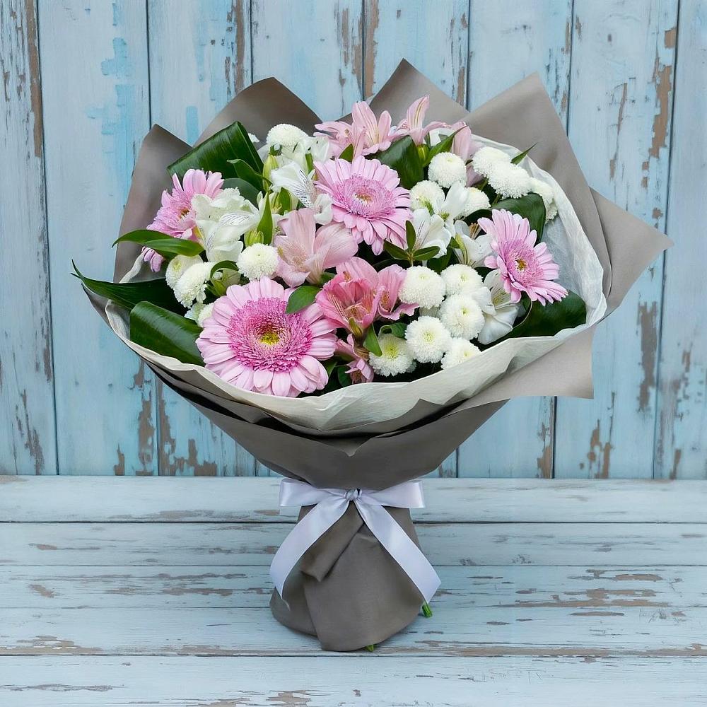 Букет цветов из: Герберы, Альстромерии и Хризантемы в Поселок санатория имени Герцена